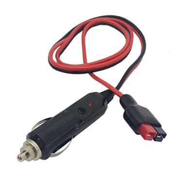 Imagem de Halokny Plugue de isqueiro de carro, isqueiro de 14 AWG, conector adaptador de cabo de extensão 45A, com fusível interno de 15 A, compatível com porta Anderson PowerPole - 1 m / 3 m