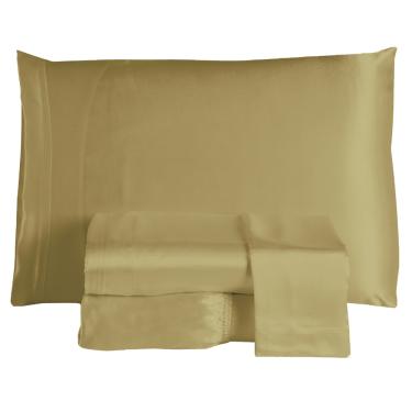 Imagem de Jogo Cama Lençol Splendore Queen Cetim Charmousse Alto Brilho 4 Peças - Dourado