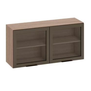 Imagem de Armario Cozinha Aereo Etna 120 cm com 2 Portas de Vidro Fumê - Poliman