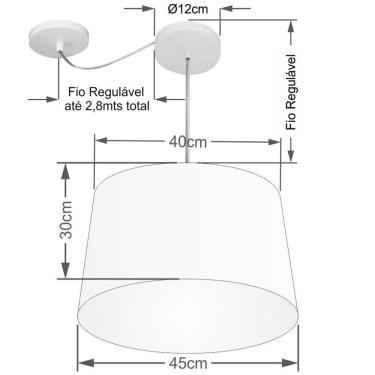 Imagem de Lustre Pendente Cone Com Desvio De Centro Vivare Md-4275 Cúpula Em Tecido 40x45cm - Bivolt Rustico-bege 127/220v