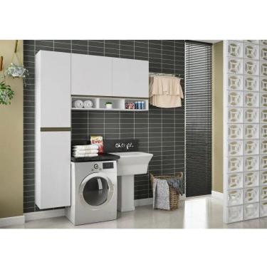 Imagem de Armário De Lavanderia 2 Peças Pérola Luciane Móveis Branco Polar