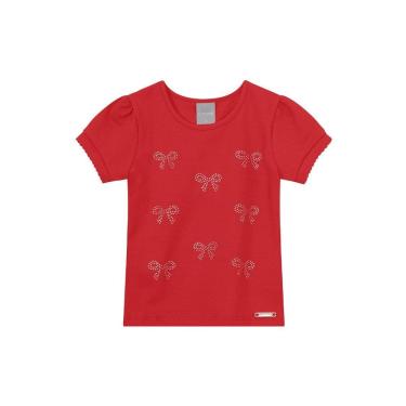 Imagem de Blusa infantil menina com laços em strass Mundi Vermelho