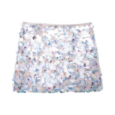 Imagem de Saia Mini Elegante Feminina De Cintura Alta Com Lantejoulas, Ajuste Ju