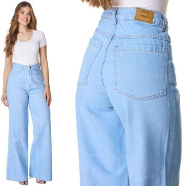 Imagem de Calça Jeans HNO Jeans Wide Leg Lisa Azul Claro, 36