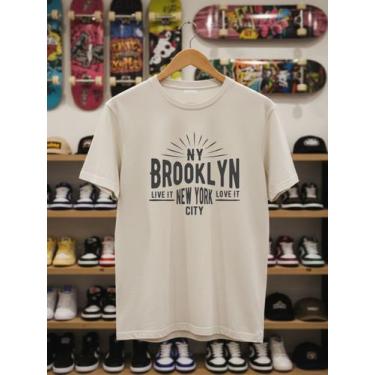 Imagem de Camiseta Masculina NY Brooklyn Regular Fit Algodão Malha Penteada Cami