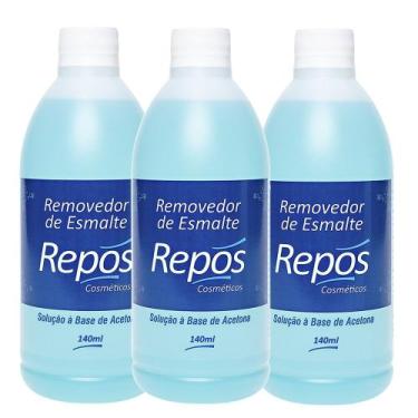 Imagem de Kit 3 Acetona Removedor de Esmalte de 140ml Repos Cosméticos