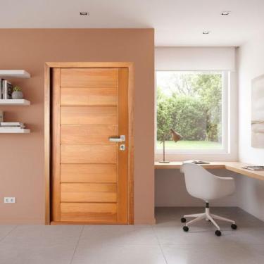 Imagem de Kit Porta Completa BBB 80x210cm em Madeira Maciça Tauari Uniqdoor