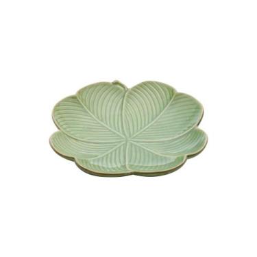 Imagem de Folha Banana Leaf de Ceramica Verde 27,5cm x 26,5cm - Lyor