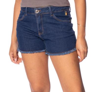 Imagem de Short Jeans Feminino Max Denim Barra Puída Azul Escuro-Feminino
