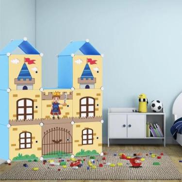 Imagem de Armário Infantil Modular 12 Portas Guarda-Roupa Decorativo Estante par