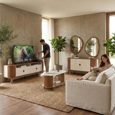 Imagem de Sala de Estar Vivaldi Rack Buffet Mesa Centro e Espelhos MDF MDP - ART