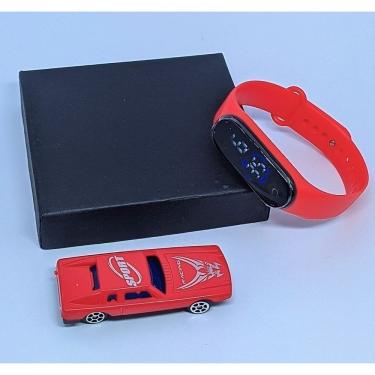 Imagem de Kit Relógios Infantil Digital Meninos Meninas Esportivo Display Led + Mini Carrinho Carro Miniaturas plastico Diversão
