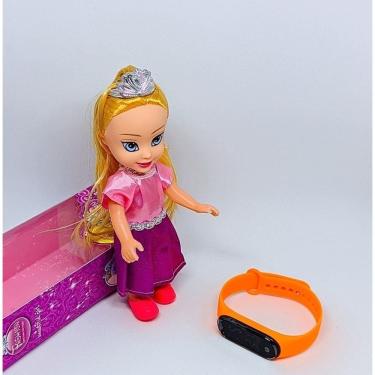 Imagem de Kit Relógio Infantil Digital Led Feminino Hora Calendario + Mini Boneca Princesa Disney Articulada Acessórios Coroa