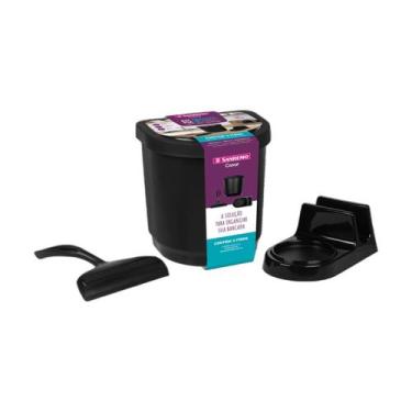 Imagem de Kit Pia Lixeira Rodo Organizador Preto Detergente Bucha - SANREMO