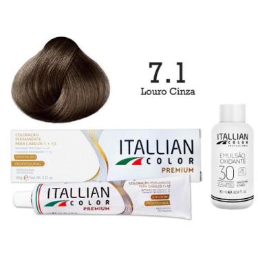 Imagem de Kit Coloração Itallian Color 7.1 Louro Cinza + Oxi 30