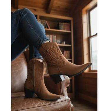 Imagem de Bota Cano Longo Via Marte Country Salto Grosso Original, Angelim, 36