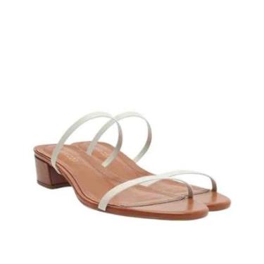 Imagem de Sandália Arezzo Branca Salto Baixo Tiras Minimal-Feminino