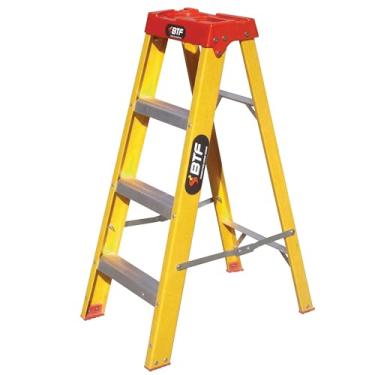 Imagem de BTF, Escada de Fibra Tesoura Prática, 3 Degraus, Uso Profissional, Anticondutiva, Amarela