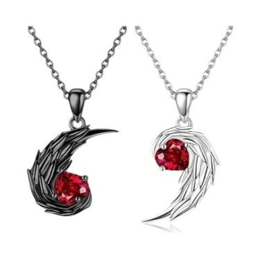 Imagem de Colares De Casal Com Plumas E Strass Vermelhos Para Mulheres E Homens,