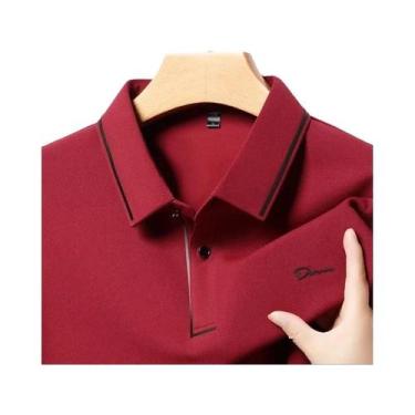 Imagem de Camisa Polo Masculina Casual De Negócios De Manga Longa, Cor Sólida, R