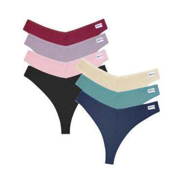 Imagem de Calcinhas De Algodão Femininas 7 Peças, G-string De Cintura Baixa, Lin