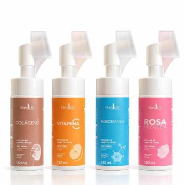 Imagem de Kit 4 Mousse Limpeza Facial Mary Life Peles Normais a Secas Suave e Hi