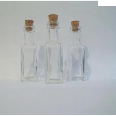 Imagem de 30 Mini Garrafinhas De Vidro 20 ml Quadrada com Rolha - não especifica