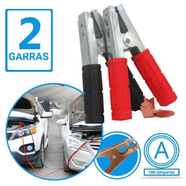 Imagem de Garra Jacaré Para Bateria Chupeta 600a 2 Peças Emborrachado Conector E