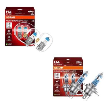 Imagem de Kit 2par Lampada Osram Night Breaker Laser H3 + H4
