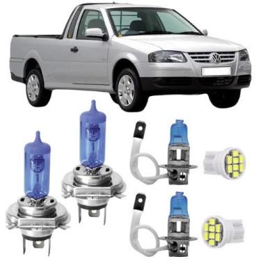 Imagem de Kit lâmpadas super brancas 8500k vw saveiro g4 h4 h3 t10 - VELOX TIGER