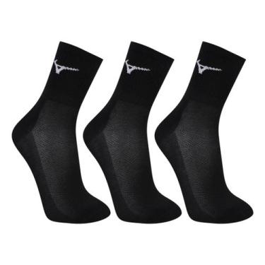 Imagem de Kit Meias Cano Médio Mizuno Basic 3 Pares, Preto, Branco, 33/38