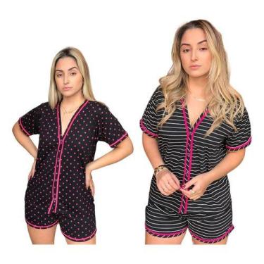 Imagem de Kit 2 Pijamas Feminino Americano Adulto Curto Malha Gestante - PIJAMAS