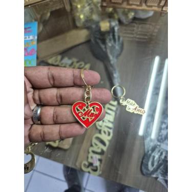 Imagem de Chaveiro Mãe Coração Vermelho Mãe resina - nobrand, 10 unidades