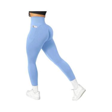 Imagem de Calças De Yoga Sem Costura De Cintura Alta Com Efeito Levanta Bumbum, 