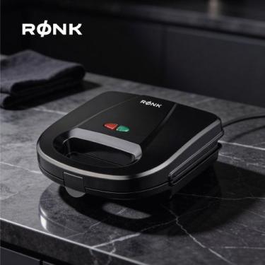 Imagem de Sanduicheira Grill Elétrica Aço Inox Preta 750 W - RONK, 220V