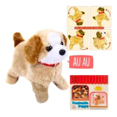 Imagem de Cachorro de Pelúcia Interativo Anda, Late, Pula e Cambalhota - Brinque