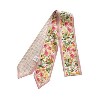 Imagem de Faixa De Cabelo Feminina Vintage De Cetim Com Estampa Floral E Laço Lo