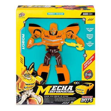 Imagem de Boneco Robô Transforma em Carro 2 em 1 Robot Fighter Bots Laranja L015