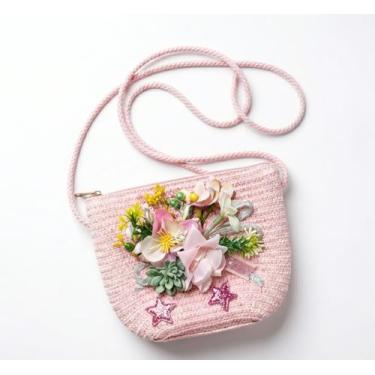 Imagem de Bolsa Infantil Transversal Artesanal Praiana Com Flores Alça 15x17cm C