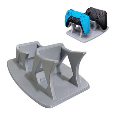 Imagem de Suporte Duplo para Controle de Videogame AB Mídia Gamer Universal Compacto Cinza