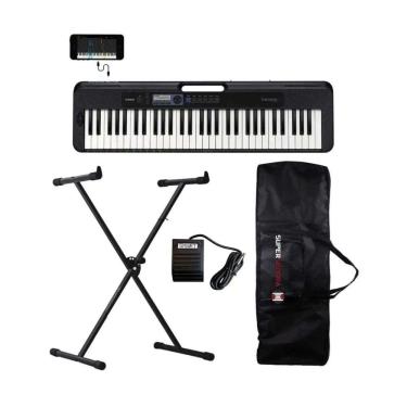 Imagem de Kit Teclado Musical CASIOTONE CT-S300 Preto APP Chordana Play + Suporte em X + Pedal Sustain + Capa