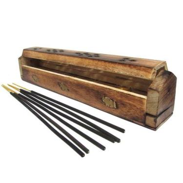 Imagem de Incensário Baú Box indiano 30cm Madeira Decorado - Indianos