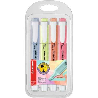 Imagem de Estojo 4 Unidades Marcador de Texto Stabilo Swing Cool Cores Pastel 57