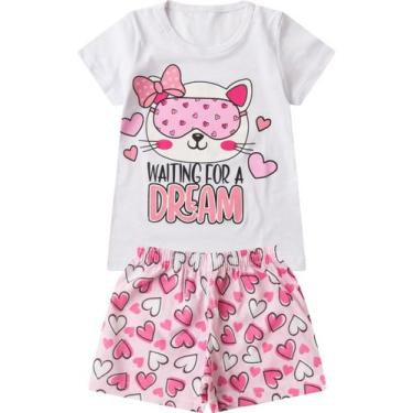 Imagem de Pijama Verão Menina Brilha no Escuro Kappes Branco, 6, Branco