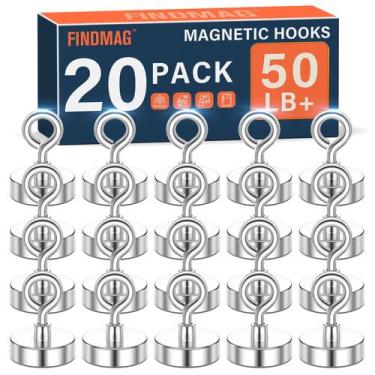 Imagem de Ganchos Magnéticos FINDMAG, pacote com 20 unidades, alta resistência, 