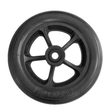 Imagem de Roda Dianteira 6 com Pneu Maciço Cadeira de Rodas sem Rolamento Preto 
