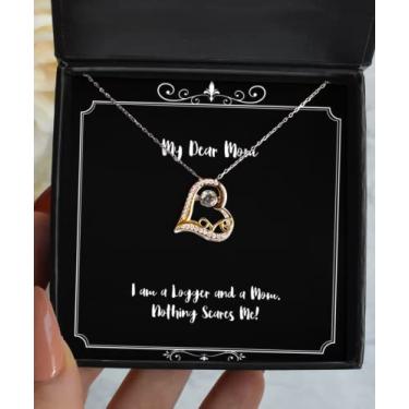 Imagem de SpreadPassion Presentes épicos para mãe, I am a Logger and a Mom. Nothing Scares Me!, Colar reutilizável de Natal com amor dançante da mãe