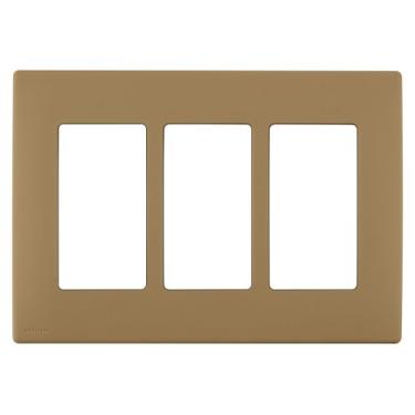 Imagem de Leviton Renu Placa de parede de encaixe sem parafuso de três grupos, REWP3-WC, caramelo quente