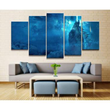 Imagem de Quadro Decorativo Monstro Godzila7 5 peças 130x65 cm em teci