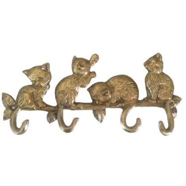 Imagem de Porta Chaves Cabide Gatos Bronze Decoração Presentes Animais - Wilmil